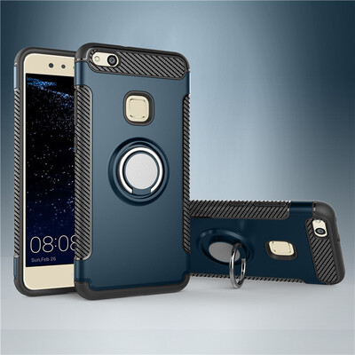 

Fecoprior Back Cover For Huawei P10 Lite Case Car Holder Stand Hard PC Silicon Ring Suction Bracket Celulars