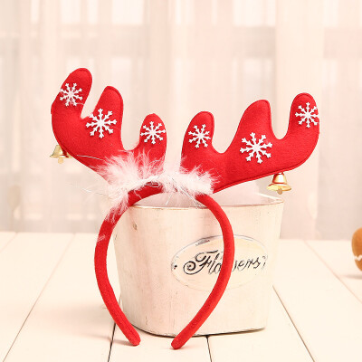 

Dome recall Christmas decorations Christmas headdress decoration Christmas tree package Christmas ornaments headdress feather bells antlers headband red