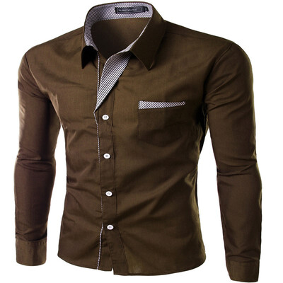 

New Arrivals Europe Size Men Shirts Slim Fit Solid Long Sleeve British Style Cotton Mens Shirt