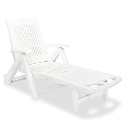 

Sunlounger with Footrest Plastic White
