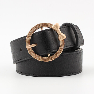 

Badinka 2018 New Korean Cute Ladies Gold Bow Belt Womens Wide Black Red Brown Faux Leather Belts for Women Jeans Pants Cinturon