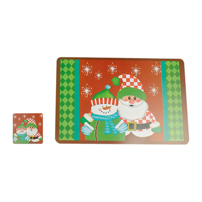 

UpperX 12PcsSet Christmas Tableware Placemats Coaster Xmas Party Supplies Redsnowman