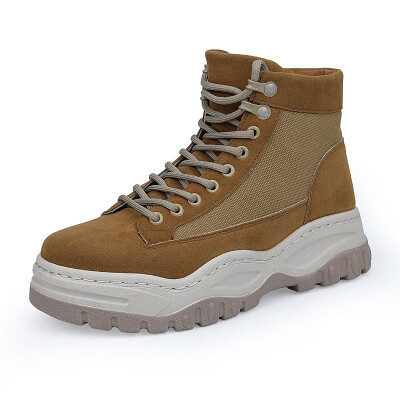 

2018 new autumn&winter mens shoes casual high help Martin boots thick bottom slip increase mountaineering retro tooling boot