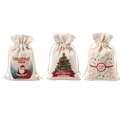 

UpperX Christmas Gift Bags Drawstring Organza Gift Packages Wedding Candy Wrap Bags 95x63inch Reusable Linen PouchesType 1