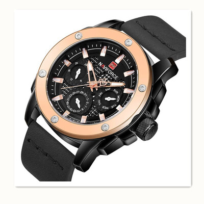 

Mens Quartz Watch Waterproof Leather Strap Double Calendar Business Casual Sports