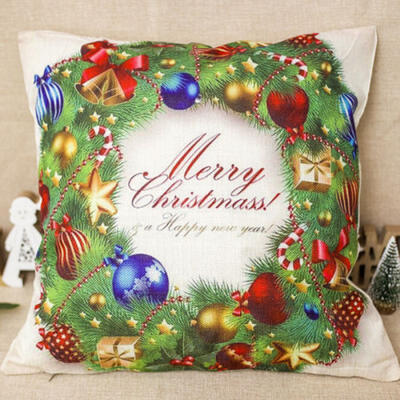 

4545cm Christmas Theme Pillow Cases Linen Sofa Car Cushion Cover Home Decor