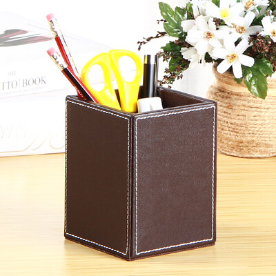 

Yapi Shi business pen desktop storage box small creative leather office stationery storage supplies coffee needle
