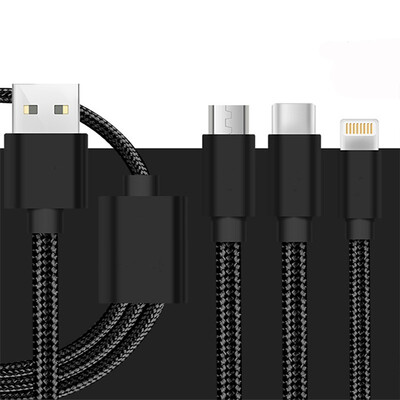 

3 in 1 Micro USB Lightning 8PIN Type-C USB Cable 12M Fast Charger High Speed Data Sync Useful Convenient USB Cable