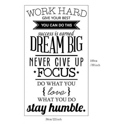 

Work Hard Removable Wall Decal Positive Quote Vinyl Sticker Office Home Decor