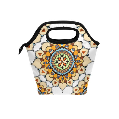 

Lunch Tote Bag Brown Roman Style Travel Picnic Insulated Lunch Handbags Portable Zipper Lunch Bag Box