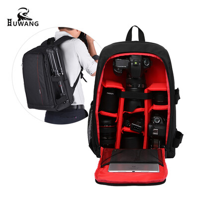 

HUWANG Large Padded Camera Bag Outdoor Photography Travel Backpack Shock-proof Water-resistant with Rain Cover Tripod Holder Lapto