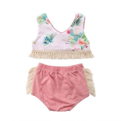 

Toddler Kids Baby Girls Outfits Clothes T-shirt TopsDressShortsSkirt 2PCS Set