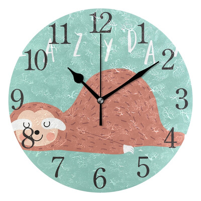

Wall Clock Arabic Numerals Design Lazy Sloth Round