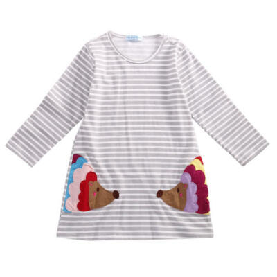 

USA Stock Casual Baby Kids Girls Long Sleeve Striped Cotton Party Clothes 2-7 T