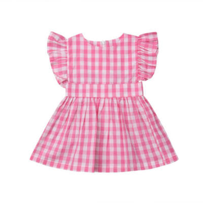 

Children Toddler Kids Baby Girl Christmas Plaid Sleeveless Party Dress Clothes