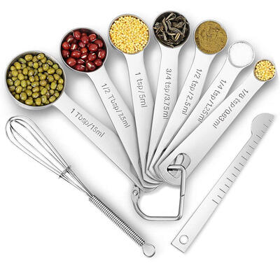 

UpperX 9PCS Stackable Stainless Steel Measuring Spoons for Dry&Liquid Ingredients Etched Marked Baking Cooking Spoon