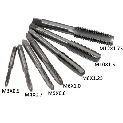 

8pcs Thread Metric Machine Hand Screw Thread Plug Taps Set M3 M4 M5 M6 M8 M10 M12 with 1pcs Adjustable Tap Wrench 116-12