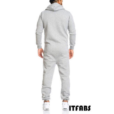 

Men Long Sleeve Solid Coverall One Piece Jumpsuits Cotton Pants Trouser RomperUK