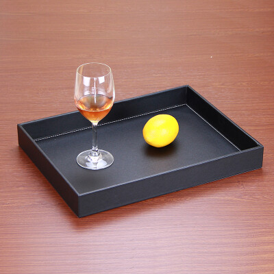 

Yapi Shi leather fruit plate wine tray small simple home hotel supplies home hotel desktop debris finishing storage supplies black needle