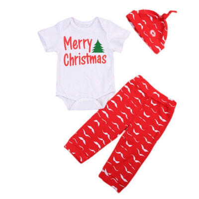 

Christmas Newborn Baby Boy Girls Romper Pants Hat Outfits Clothes 3PCS 0-18M USA