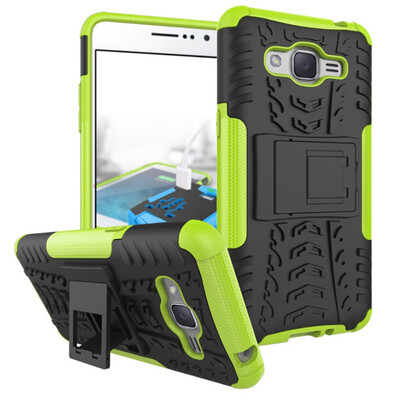 

Fivice Samsung J2 Prime Case TPU anti-fall tire pattern back clip bracket phone case