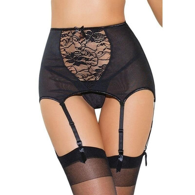 

Womens Fashion Babydoll Lingerie High-waisted Lace Hollow-out Garter Belt Lingerie