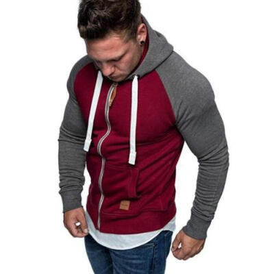 

UK Mens Hoodie Warm Hooded Sweatshirt Coat Jacket Outwear Sweater Slim Tops