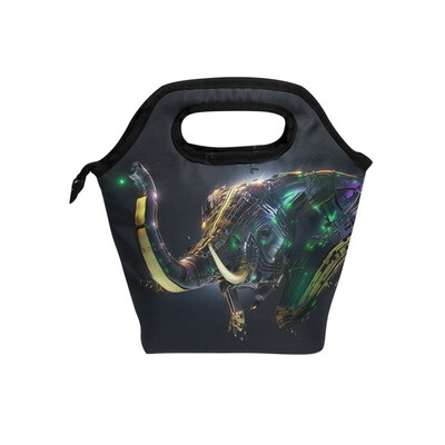 

Lunch Tote Bag Elephant Travel Picnic Insulated Lunch Handbags Portable Zipper Lunch Bag Box