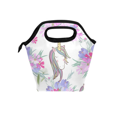 

Lunch Bag Tote Bag Flower Unicorn Travel Picnic Organizer Lunch Holder Handbags Lunch Bag Box for Office