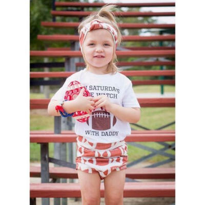 

Casual Kids Baby Girl Rugby Football Outfits Tops T-shirtShorts 3Pcs Clothes US