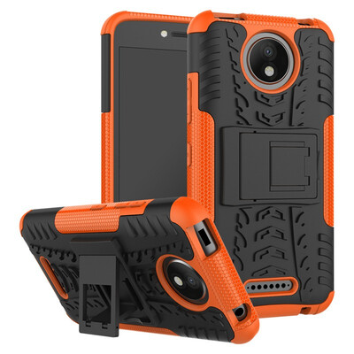 

Fivice Motorola Moto C Plus Case TPU anti-fall tire pattern back clip bracket phone case