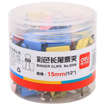

Deli 8556 15mm color long tail clip long tail folder 60 tube