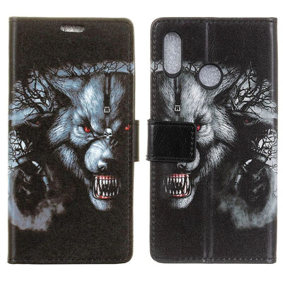 

MOONCASE Alcatel 5v Painted Leather Case - Black Wolf