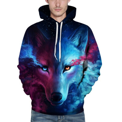 

Mens Fashion 3D Animals Printing Pullover Casual Breathable Long Sleeve Hooded Sweatshirt