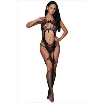 

Women Stretchy Sexy Lingerie Open Crotch Mesh Socks Full Bodysuit Bodystocking