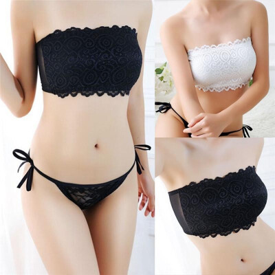 

Women Sexy Lace Casual Crop Top Strapless Seamless Solid Padded Bras Bralette Femmes Sexy Dentelle