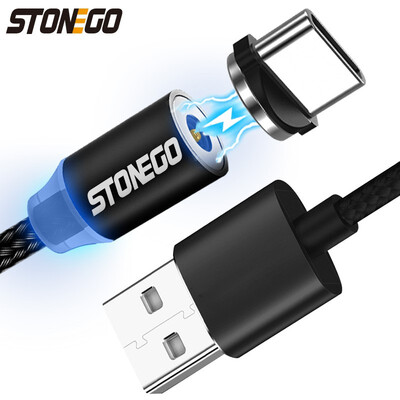 

STONEGO Magnetic Charging Cable Type-C Cables LED Lights Up Detachable Magnet Adapters Nylon Braided Wires