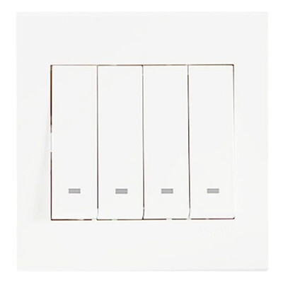 

Schneider switch socket switch four open single control switch with fluorescent indicator switch excellent series white