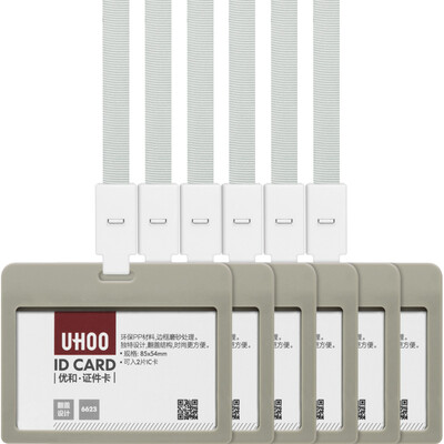 

Excellent&UHOO 6623 waterproof documents card sets horizontal gray 6 card sets 6 lanyard box work permit badge