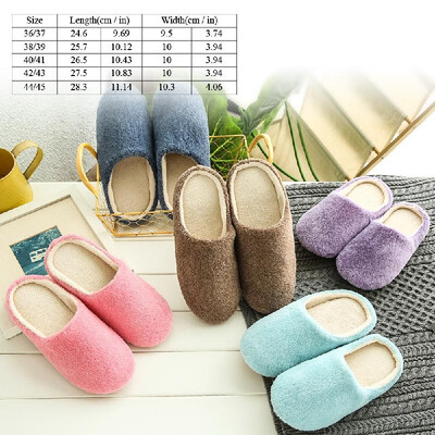 

New Pure Color Soft Plain Slippers Wood Floor Non-slip Silent Mute Cotton Slippers Unisex Type