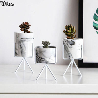 

IndoorGarden Iron Wire Metal Rack Ceramic Succulent Plant Pot Cactus Holder
