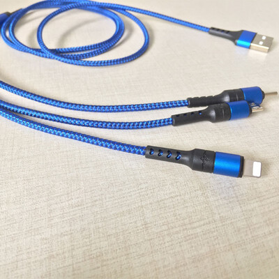 

NeillieN One tow three data lines nylon braid three in one data lines three multifunctional synchronous charging wire data line