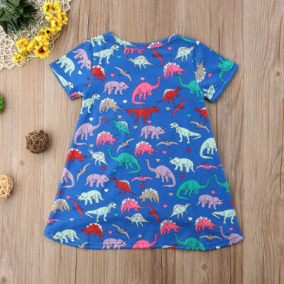 

Toddler Kids Baby Girl Dinosaur Tulle Dress Skirt Short Sleeve Dress Clothes