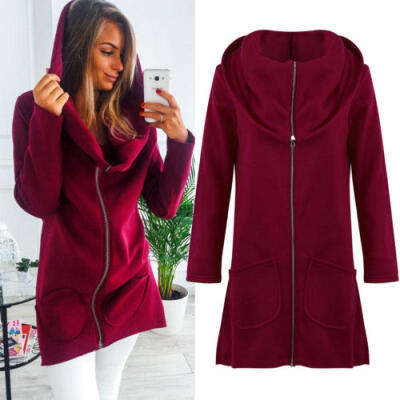 

Ladies Women Autumn Zip Hoodie Hoody Sweatshirt Hooded Jumper Jacket Coats Tops