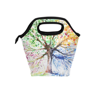 

Lunch Bag Tote Bag Four Seasons Trees Travel Picnic Organizer Lunch Holder Handbags Lunch Bag Box for Office