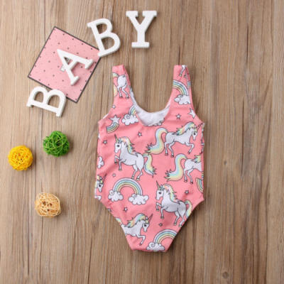 

US Newborn Baby Girl Swimsuit Unicorn Swimwear Swimming One-piece Bikini Costume