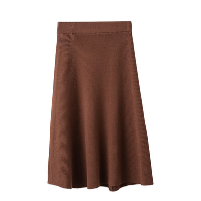 

Canvaus Elegant Casual Sweater A-Line Skirt Winter Autumn Empire Knee-Length Pleated Skirt Women CF8101D