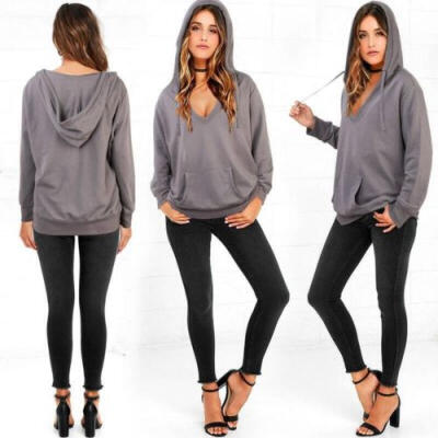 

Women Sport Style Tracksuit Hoodie Sweatshirt Crop Casual Long Sleeve Top