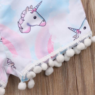 

2PCS Toddler Kids Baby Girls Outfits Clothes T-shirt Top VestUnicorn Pants Sets