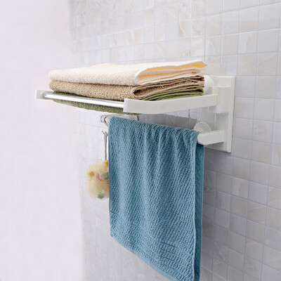 

【Jingdong Supermarket】 Shuangqing home stainless steel double suction cup towel frame folding towel rack 60cm SQ-1906